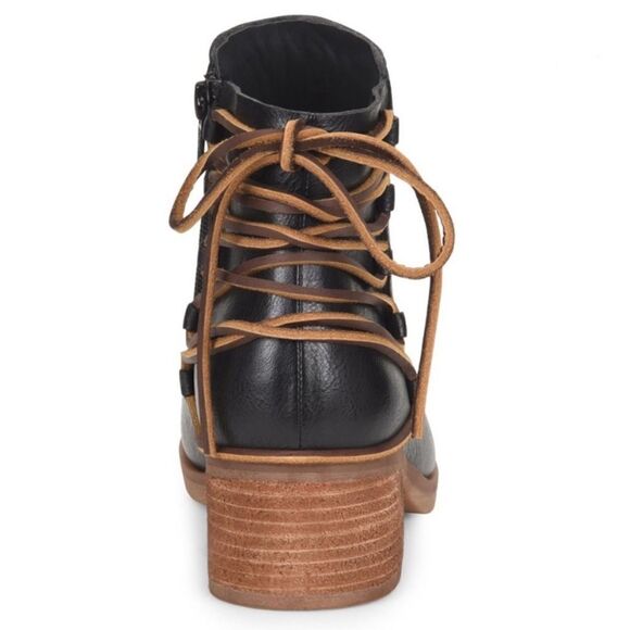 Korks Belaya Black Leather Lace Tie Up Ankle Boots - Picture 4 of 14